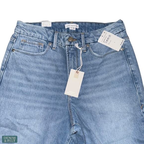 Good American Good Boy High Rise Distressed Straight Leg Jeans Blue Size 6/28 - Picture 3 of 8